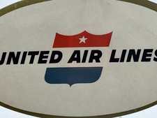 Original Vintage 1940s United Air Lines Luggage Sticker Oval Baggage Label picture
