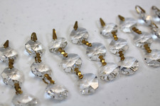 10 Chandelier Crystal Prisms Octagon Strands Glass Craft Vtg Replacements Repair picture