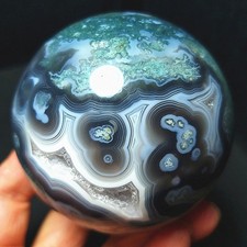 RARE 395.6g Natural Polished Colorful Agate Crystal Ball Geode Healing A4991 picture