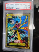 2024 Topps Chrome Marvel #3 Gambit Gold Wave Refractor 01/50 PSA 10 Alpha X-Men picture