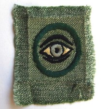 Rare 1928-1933 Girl Scout OBSERVER FINDER BADGE Grey Green Open Eye Patch SQUARE picture
