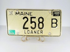 Vintage Maine Loaner License Plate 258 B 1971 1972 1973 Stickers Embossed Auto picture