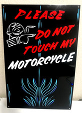 Don't Touch My Motorcycle Sign Hand Painted Pinstriped Art Harley Bike Sturgis picture