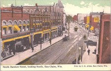 Lithograph Eau Claire WI Street Scene Streetcars early 1900s picture