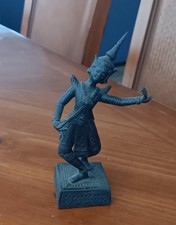 Vtg Antique Bronze Thai Siamese Temple Dancer Statue Figurine 5