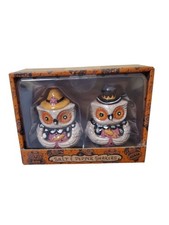 Johanna Parker Vintage Fall Harvest Retro Ceramic Owl Salt & Pepper Shakers NEW picture
