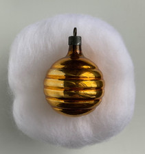 Vintage Pre WWII Premier Ribbed Ball Xmas Ornament Gold picture