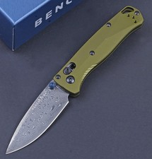 2025 New 535 Aluminum Green Handle Damascus Steel Blade Axis Lock Pocket Knife picture
