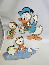 RARE Vtg Disney 3pc Wall Art Set Donald Duck Huey Dewey Louie Cardboard Pin-Ups picture