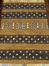 Vintage African Mud Cloth 70”x 50” Warrior Block Print Handmade Mali Tapestry picture