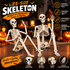 2 Pack 36 Halloween Skeleton Life Size Posable Full Body Outdoor Decor picture