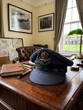 Vintage Post WW2 UK British Royal Air Force RAF Officers Visor Hat Cap Sz: 7-1/4 picture