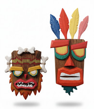 A Set Of Two Crash Bandicoot Aku Aku & Uka Uka Masks | Man Cave & Gamer Gift picture