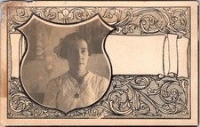 1907-10's RPPC GIRL FANCY UNUSUAL BORDER ANTIQUE REAL PHOTO POSTCARD picture