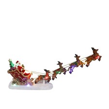 Holiday Living Carole Towne Santa Sleigh Reindeer Lighted Sound Village 2-Pc picture