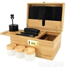 Premium Large Bamboo Stash Box with Combo Lock & Tray | Smell-Proof, Secure S... picture