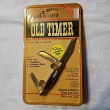 Schrade USA Old Timer 34OT Stockman Pocket Knife Package Is Yellowed New picture