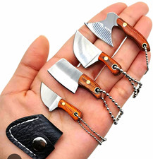 Set of 40 Mini Cleaver Blade Keychain Knife  Steel ,Wood Handle Full Tang picture