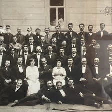 Antique Victorian Group Photograph 1900's Russia Signed picture