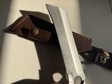 Handmade Steel Chef Knife with Laser-Etched Damascus Pattern, Forged Textured Ha picture