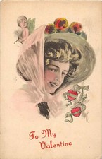 F66/ Valentine's Day Love Holiday Postcard c1909 Pretty Woman Cupid 20 picture