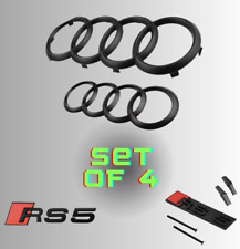 Audi RS5 Black Matt set of 4 Front Rear Rings Badge Grille Boot Lid Trunk Emblem picture