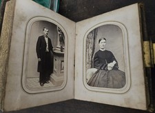 Antique Civil War CDV Photo Album Military Soldiers Novelty PIERCE Family 1860s picture