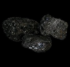  High Luster Anthracite Coal Specimens - Natural Black Shiny Stone - Set of 3 picture