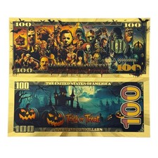 24k Gold Foil Happy Halloween $100 Banknote Set Collectible Novelty Art picture