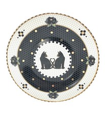 Anthropologie Halloween Bistro Tile BLACK CATS 8.25” Salad/Dessert Plate NEW   d picture