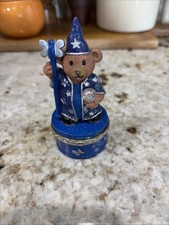 Vintage 1999 Claire’s Wizard Bear Glitter Accents Small Trinket Jewelry Holder picture
