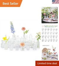 24pcs Mini Vintage Glass Bud Vase Set - Perfect for Elegant Centerpieces picture