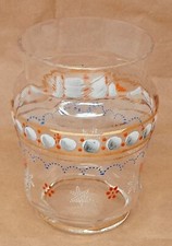 Antique Art Glass Vase Blown Hand Painted Enamel Clear 4.5