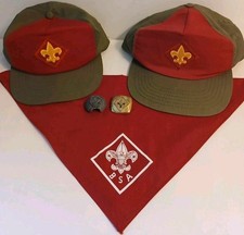 Vintage BSA Boy Scouts Uniform Set &  Accessories Caps Neckerchief & Slides USA  picture