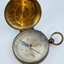 Antique Made In France Pocket Compass Hunter Case Military Style Mil Scale picture