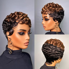 Short Human Hair Wigs for Black Women Short Curly Human Hair Wigs Pixie Cut Wigs picture