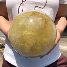 9.1LB Natural yellow Quartz sphere Crystal ball Mineral specimen Healing picture