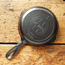 Antique GRISWOLD Cast Iron SKILLET Frying Pan # 3 LARGE SLANT LOGO - Ironspoon picture