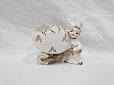 Vintage Dickson Japan Bunny Pixie Girl Easter Egg Cart Planter 1950s Ceramic picture