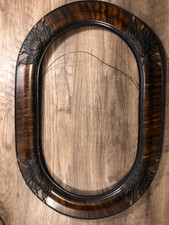 ANTIQUE Victorian / Civil War LARGE PICTURE FRAME Oval Ornate TIGER WOOD w/Gold picture