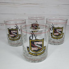 4 pc Red River Valley Fighter Pilots Airmen Glass Set Old Fashioned Dimpled Bar picture
