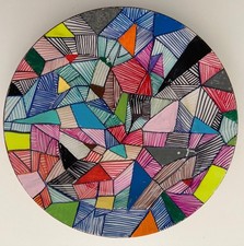 Hand Painted Handmade Decorative Plate Colorful Geometric Abstract Art picture