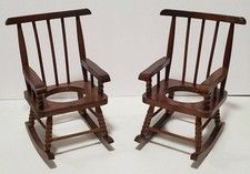 Pair of Vintage 1970s Wooden Rocking Chair Planters Farmhouse Country picture