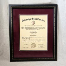 Vintage 18x22 Diploma Frame University South Carolina Bachelor Science USC 1984 picture