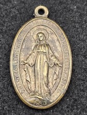 Vintage Miraculous Medal 1830 Design Virgin Mary Italy Catholic Pendant  picture