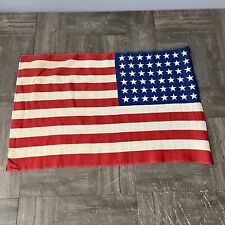 SMALL VTG WWII ERA US 48 STAR SOLDIER PARADE FLAG COTTON ~18