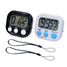 2 Pack Small Digital Kitchen Timer Magnetic Back and On/Off, Black+white picture