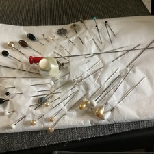 Antique & Vintage Hat Pins & Others Lot Of 36 Different Sizes & Lengths picture