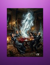 The Seance | ACEO Giclee Print | Victorian Ghost Horror | Gothic Oil Style Art picture