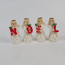 Vintage Commodore NOEL Angel Candlestick Figurine Set Complete 4 Piece Japan picture